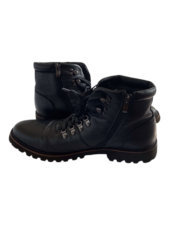 Steve Madden Men’s Black Leather Lace-Up Hiking Boots, 11